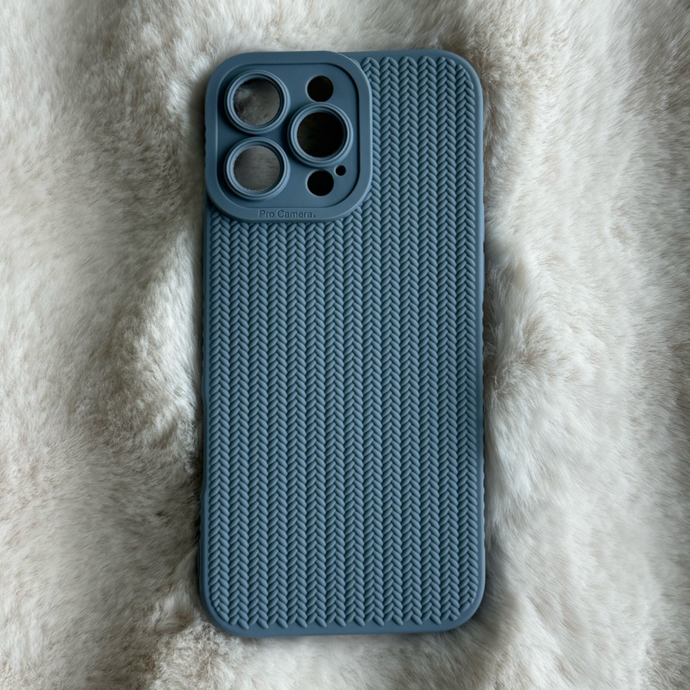 🆕 iPhone 16 Pro Max Textured Blue Soft Phone Case!